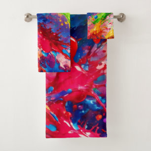 Colourful Wet Paint Splash Design Bath Towel Set