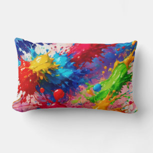 Colourful Wet Paint Splash Design Lumbar Pillow