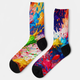 Colourful Wet Paint Splash Design Socks