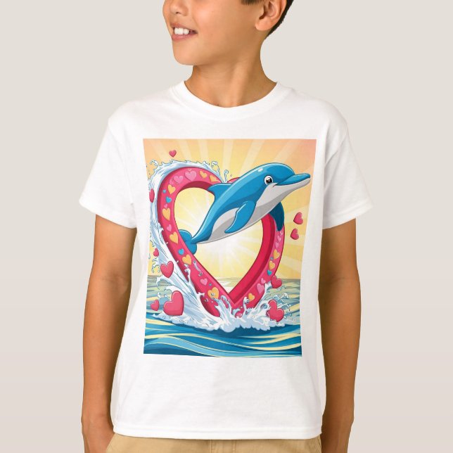 Colourful Whale Heart: Love You Mom T-Shirt (Front)