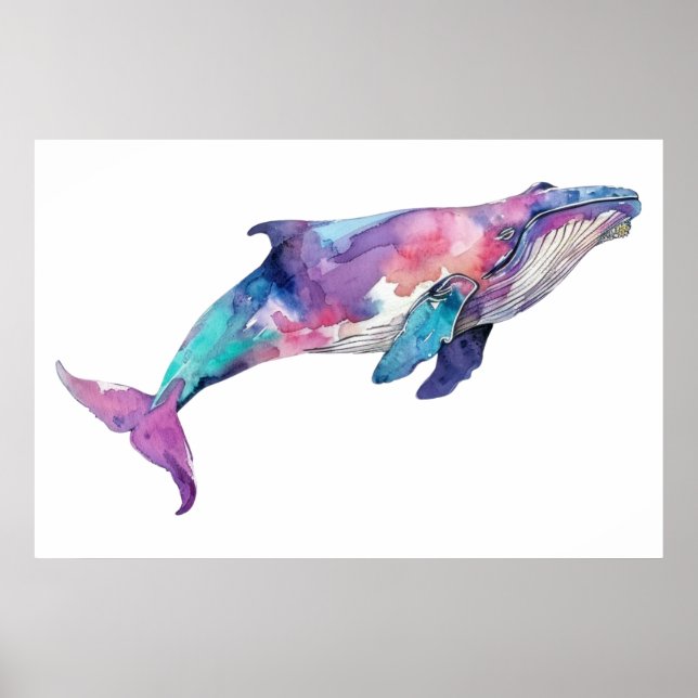 Colourful Whale Illustration   Poster (Front)