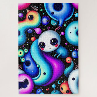 Colourful Whimsical Aliens - Fun Cartoon Space Jigsaw Puzzle