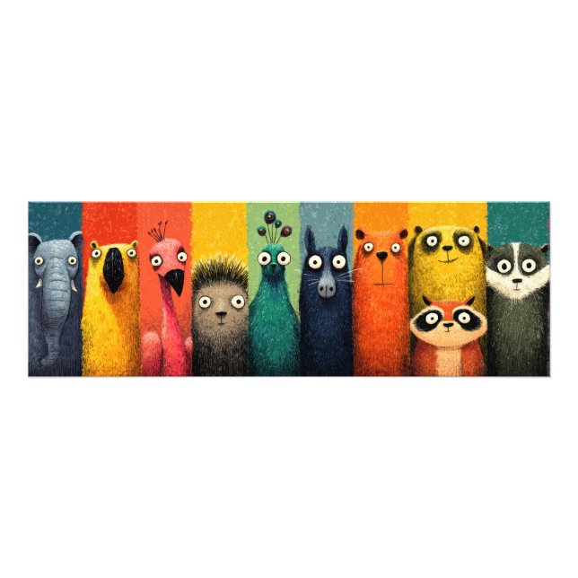 Colourful Whimsical Animal Lineup Poster (Front)