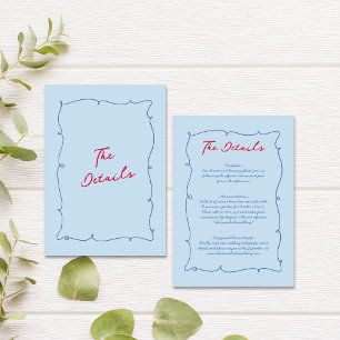 Colourful Whimsical Border & Script Wedding Detail Enclosure Card