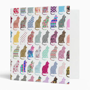 Colourful Whimsical Cats Chevron Zigzag Pattern Binder