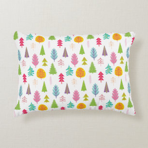 Colourful Whimsical Christmas Trees Accent Pillow