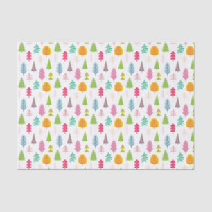 Colourful Whimsical Christmas Trees Tissue Paper