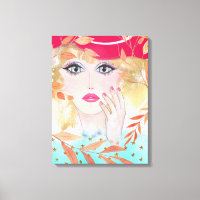 Colourful Whimsical Face Artwork Lady In Hat