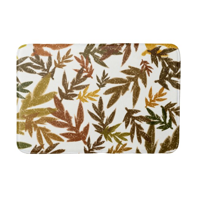 Colourful Whimsical Fall Autumn Rustic Leaves Bath Mat (Front)