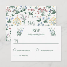Colourful Whimsical Flowers Wedding Response Card