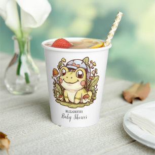 Colourful Whimsical Frog Baby Shower Paper Cups