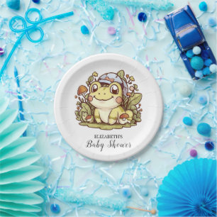 Colourful Whimsical Frog Baby Shower Paper Plate