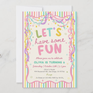 Colourful Whimsical Fun Girl Birthday Invitation