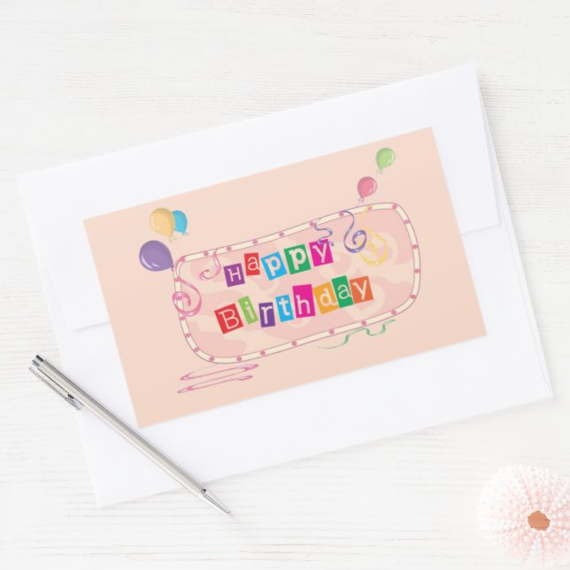 Colourful Whimsical Happy Birthday Sticker (Envelope)