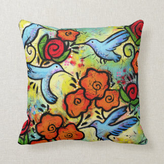 Colourful Whimsical Hummingbird Wildlife Animals Throw Pillow