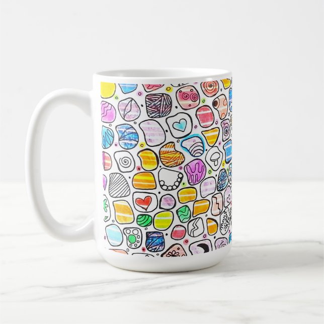 Colourful Whimsical Pattern Birthday & Holiday Coffee Mug (Left)