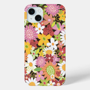 Colourful Whimsical Pink Spring Flowers Garden Chi iPhone 15 Mini Case