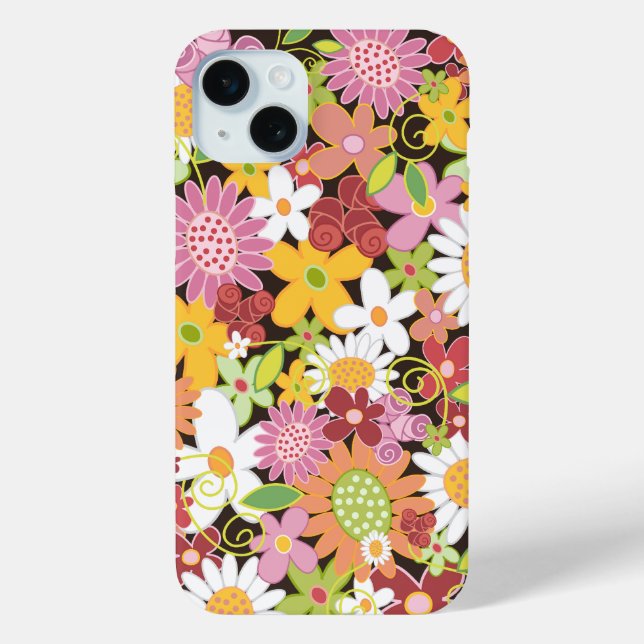 Colourful Whimsical Pink Spring Flowers Garden Chi Case-Mate iPhone Case (Back)