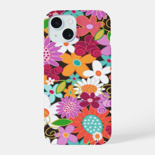 Colourful Whimsical Purple Spring Flowers Garden iPhone 15 Case