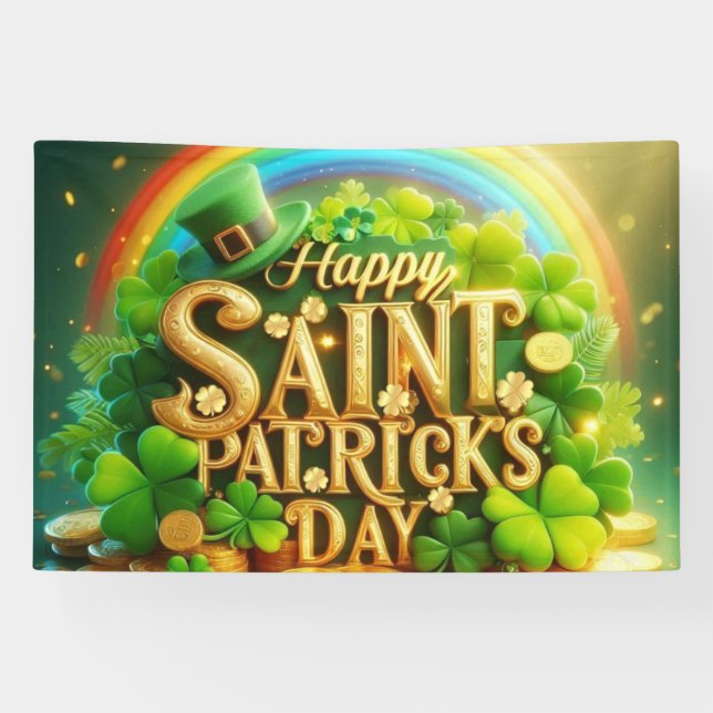 Colourful, whimsical Rainbow Saint Patrick's Day Banner (Horizontal)