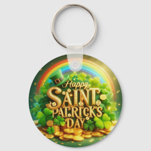 Colourful, whimsical Rainbow Saint Patrick's Day Keychain