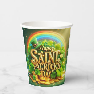 Colourful, whimsical Rainbow Saint Patrick's Day Paper Cups