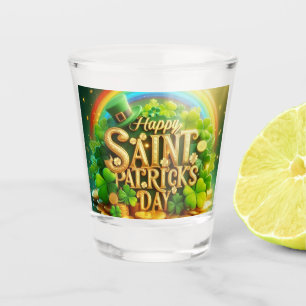 Colourful, whimsical Rainbow Saint Patrick's Day Shot Glass