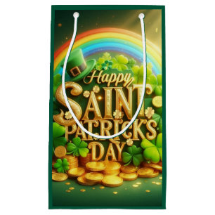 Colourful, whimsical Rainbow Saint Patrick's Day Small Gift Bag