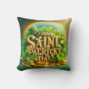 Colourful, whimsical Rainbow Saint Patrick's Day Throw Pillow