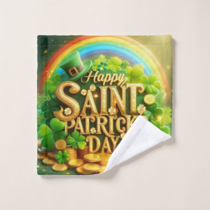 Colourful, whimsical Rainbow Saint Patrick's Day Wash Cloth