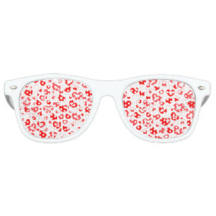 Colourful Whimsical Small Hearts Red Pink White Retro Sunglasses