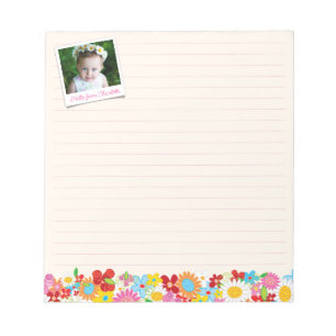 Colourful Whimsical Spring Flowers Garden Notepad