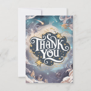 Colourful Whimsical Stars Celestial Thank You Card