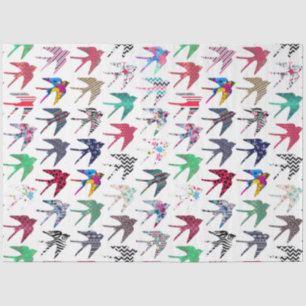 Colourful whimsical  swallow birds pattern tissue paper