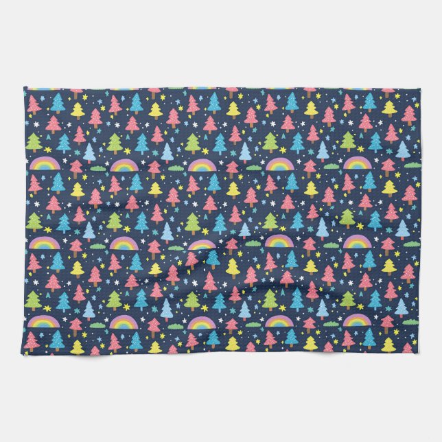 Colourful Whimsical Tree Kitchen Towel (Horizontal)