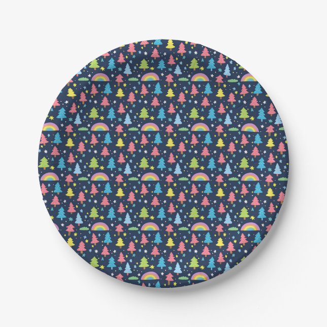 Colourful Whimsical Tree Paper Plate (Front)