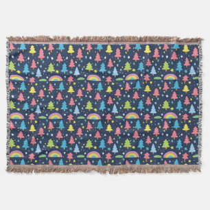 Colourful Whimsical Tree Throw Blanket