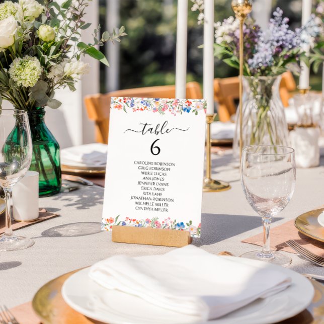 Colourful Whimsical Wildflower Wedding Table Numbe Invitation (Creator Uploaded)