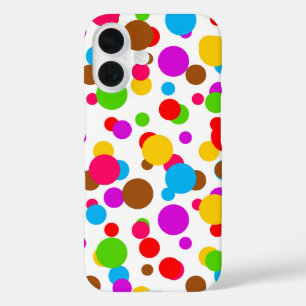 Colourful White Background Polka Dots iPhone 16 Case