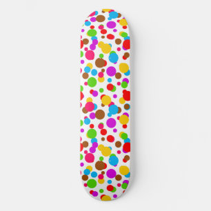 Colourful White Background Polka Dots Skateboard