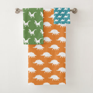 Colourful White Dinosaurs Bath Towel Set