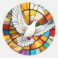 Colourful White Dove Stained Glass Bird