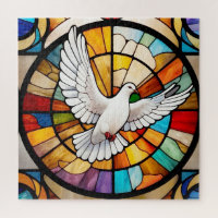 Colourful White Dove Stained Glass Bird