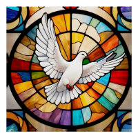Colourful White Dove Stained Glass Bird