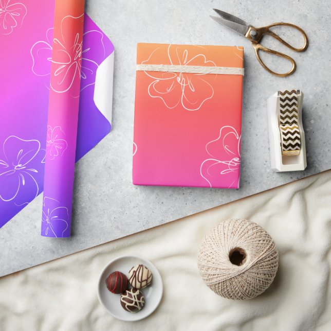 Colourful White Floral Wrapping Paper (Crafts)