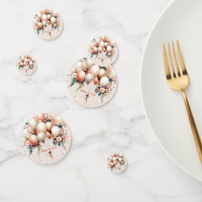 Colourful White Peach Floral Balloons Elegant Part Confetti (Group)