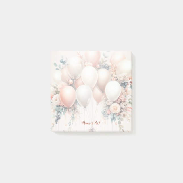 Colourful White Peach Floral Balloons Elegant Part Post-it Notes (Front)