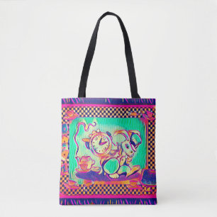 Colourful White Rabbit by Aleta Tote Bag