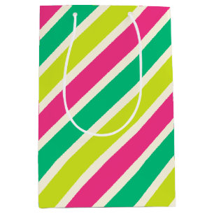 Colourful Wide Stripes Modern Maximalist Christmas Medium Gift Bag