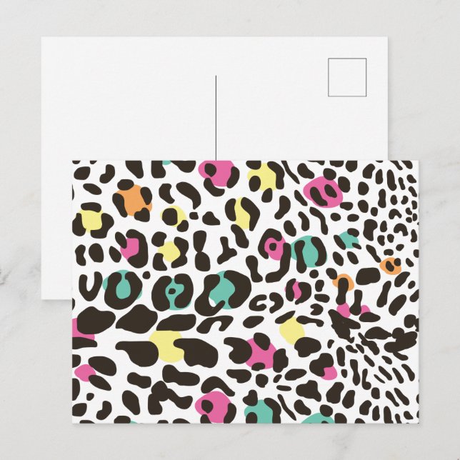 Colourful Wild Animals & Tropical Leaves Holiday Postcard (Front/Back)